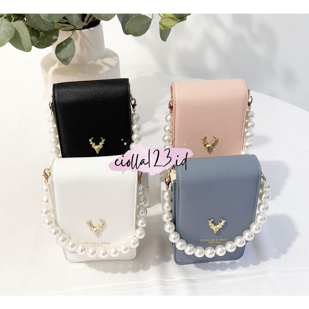 Dompet Hp Tas Selempang Kulit Wanita  Cewek Slingbag Mini Bag Chain Rusa