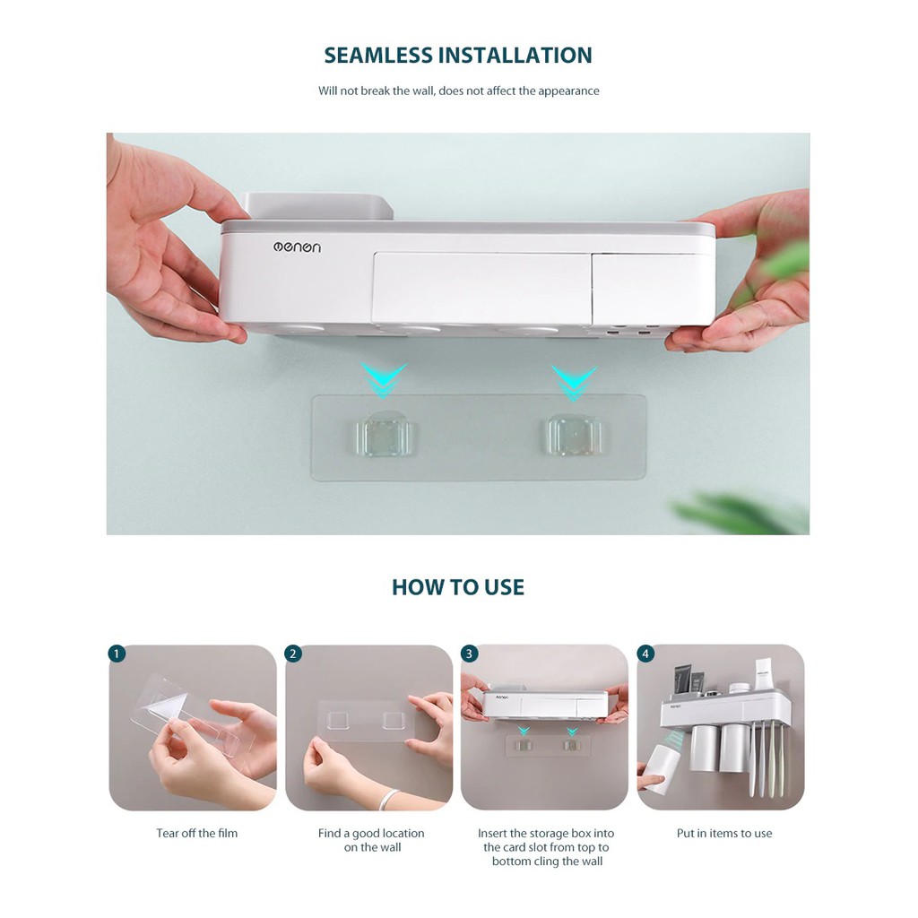 OENEN Bathroom Toothbrush Holder Multi Storage Rack Magnetic Design - A1614 - Rak Sikat &amp; Pasta Gigi