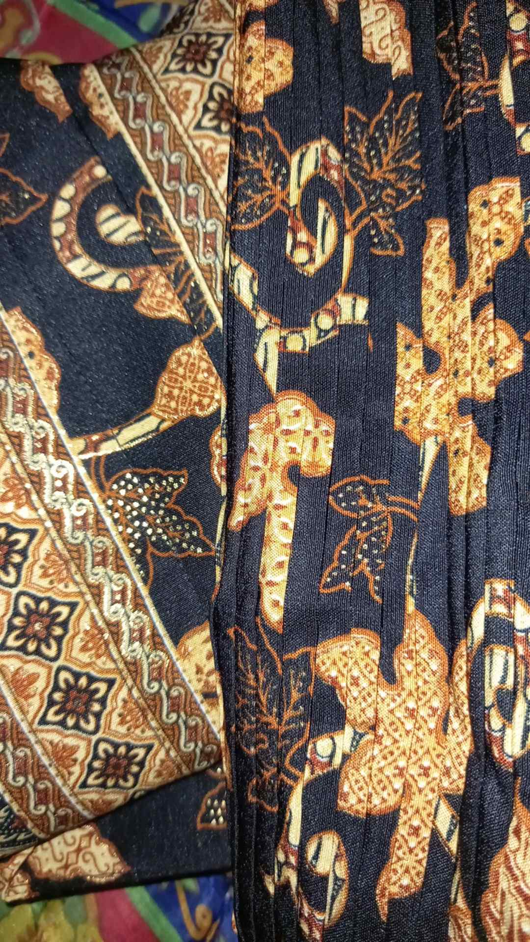Wm>couple Keluarga Batik Motif Daun Pepaya Gold Couple Batik Kemeja Batik Rok Plusket Murah