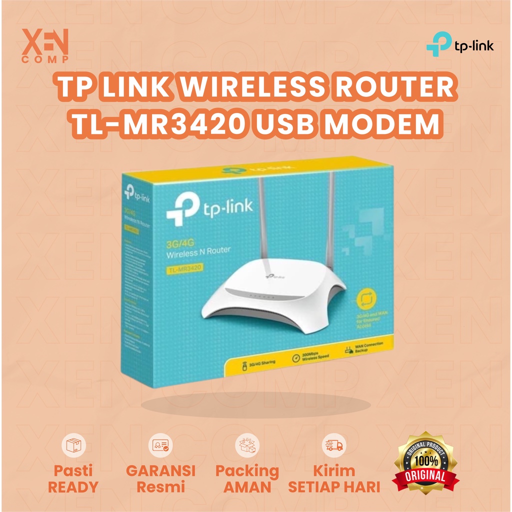 TP Link Wireless Router 3G 4G TL MR3420 Rate 300 Mbps 2 Antena USB Modem 3G 4G ADSL