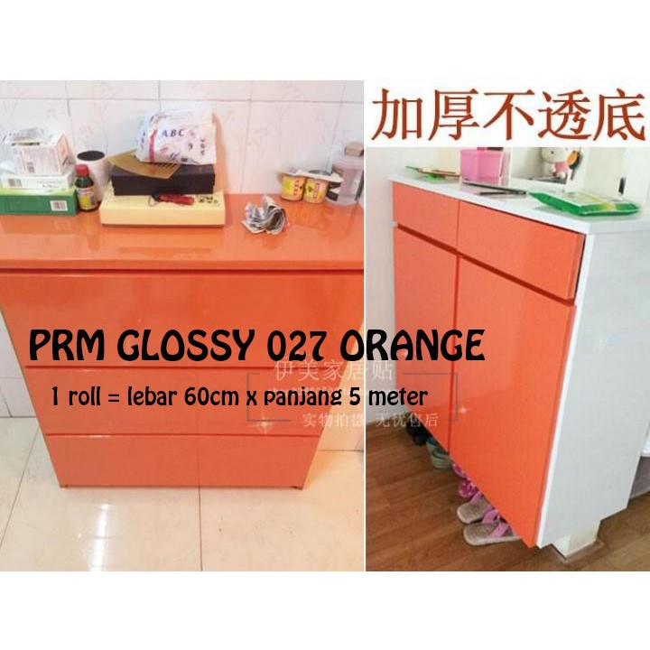 [GD] WALLPAPER PREMIUM GLOSSY 027 ORANGE UK 60CMX5M STICKER KITCHEN SET STIKER POLOS MEJA LEMARI