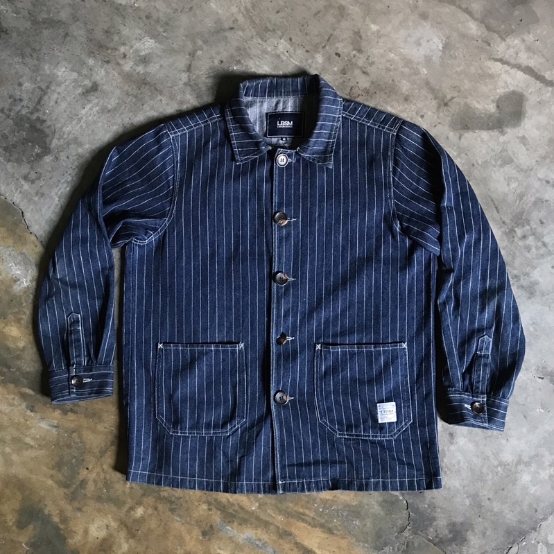 Jacket Chore Outer LBSM Stripe Blue Jeans