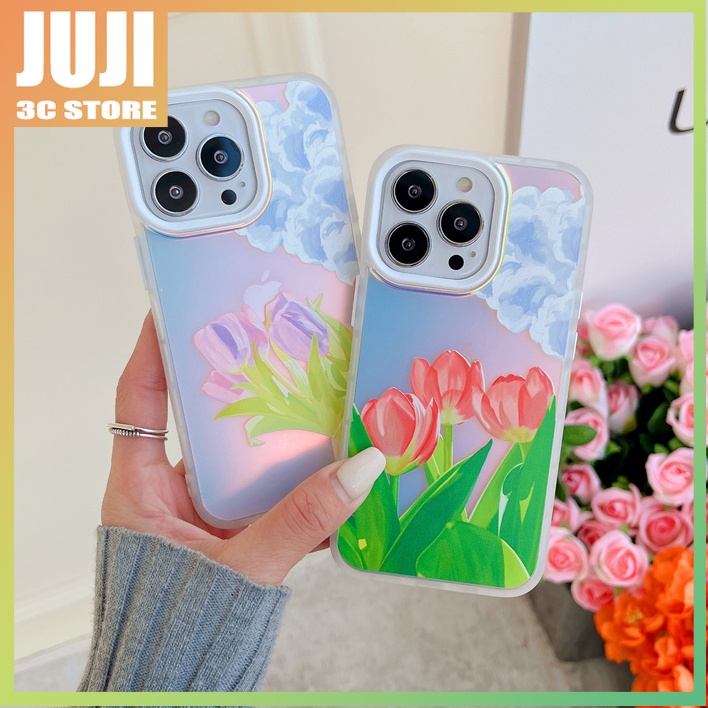 Casing iphone 11 12 13 promax x xs xr xsmax 7 8 plus Motif Bunga tulip