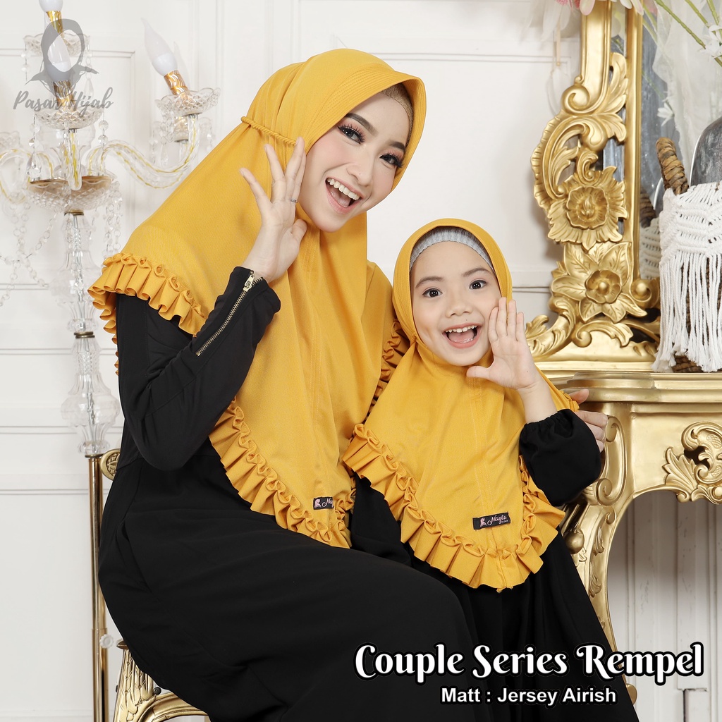 Kerudung Couple Series Ibu dan Anak Hijab Instan Rempel Tali Kepang Jersey Airis Pasar Hija'b