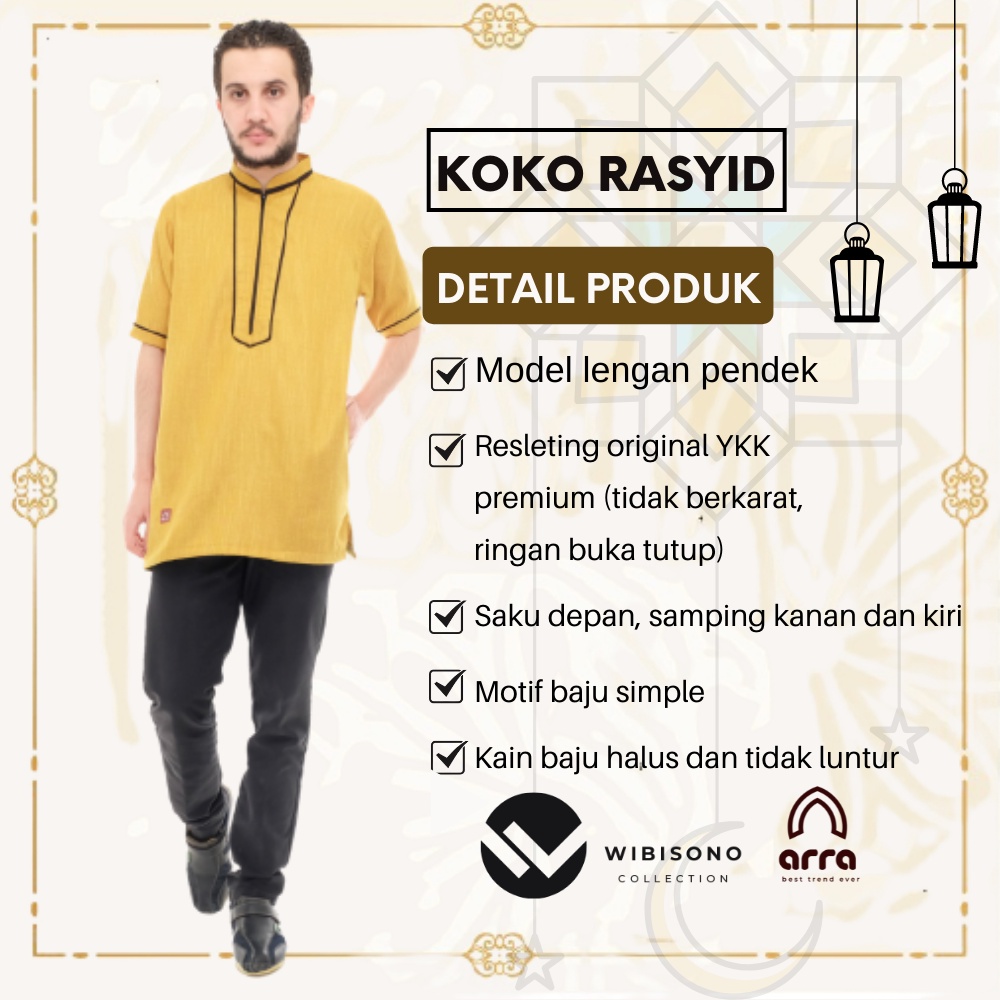 Baju Koko Kurta Pakistan YU9 Pria Cowok Dewasa Putih Lengan Pendek Terbaru Premium Murah Original RASYID