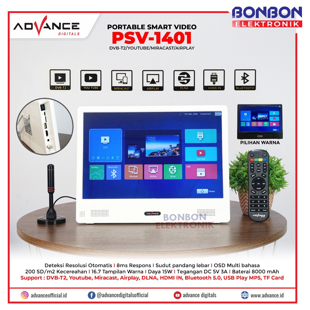 ADVANCE Portable Smart Video PSV-1401 Digital Tv Youtube / PSV 1401