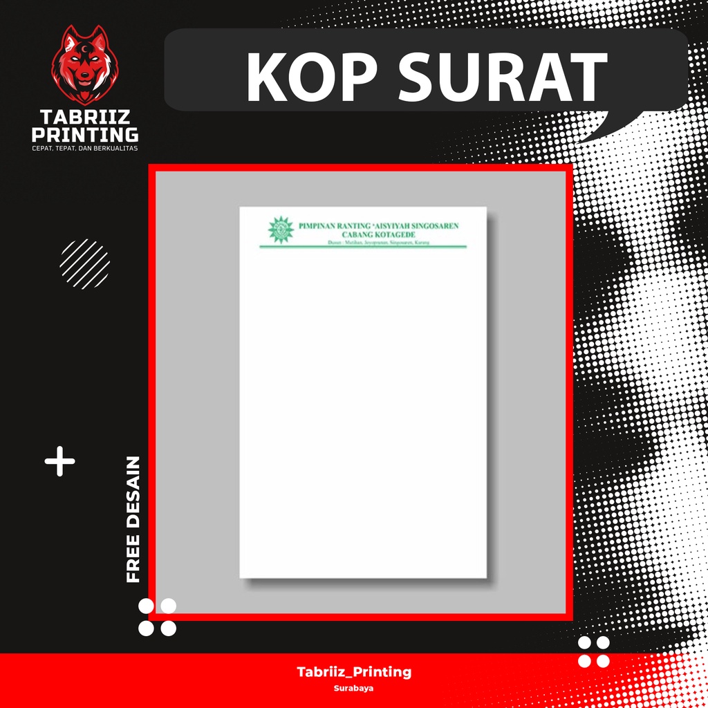 

[TABRIIZ PRINTING] Cetak Kop Surat F4/A4 Murah Surabaya