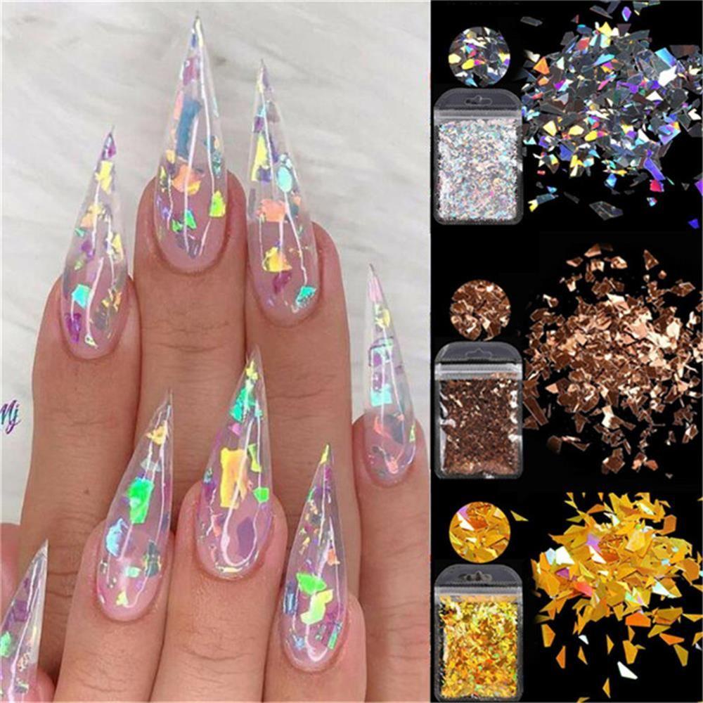 Top Irregluar Nail Sequin Hiasan Kuku Manicure Decor DIY Art 3D Dekorasi Kuku Nail Art Glitter