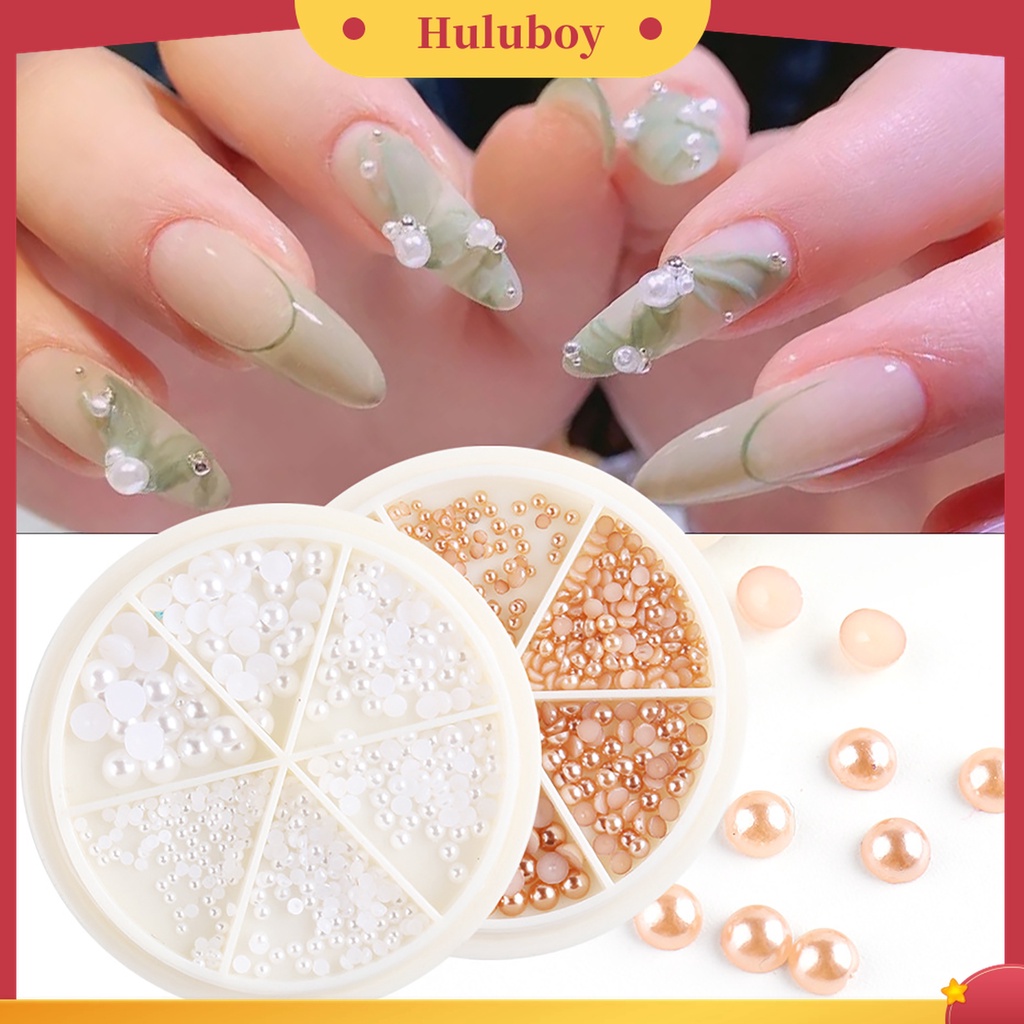 Huluboy Huluboy♡ Mutiara Imitasi Setengah Lingkaran 3D Aneka Warna Untuk Dekorasi Manicurenail Art DIY