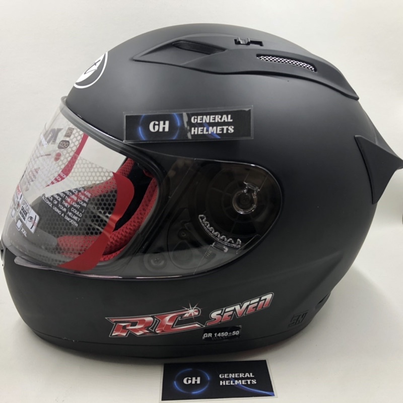 HELM KYT RC 7 RC SEVEN SOLID BLACK MATT HITAM DOFF DOP FULL FACE