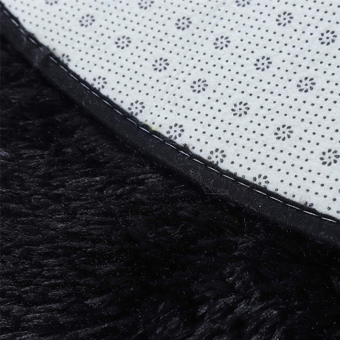 Karpet Bulu Bulat Karpet Minimalis Dekorasi Kamar Tidur Karpet Aesthetic Kamar Warna Hitam Diameter 80cm