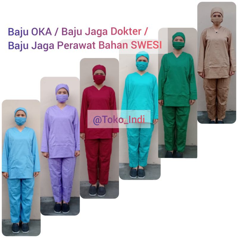 Baju Oka Lengan Panjang / ok swesi / Operasi Bisa Bordir / Baju Jaga Dokter Perawat Bidan