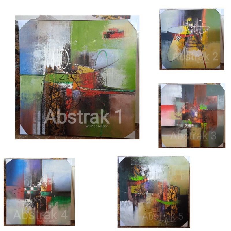 Lukisan lembaran abstrak nuansa Bali besar