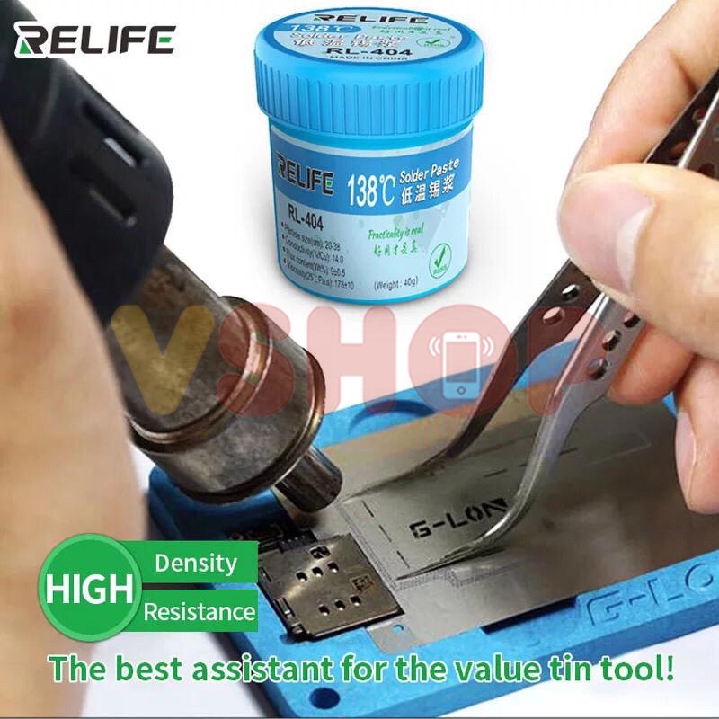 TIMAH PASTA CAIR - SOLDER PASTA RELIFE RL-404 138C LOW TEMPERATURE 40G