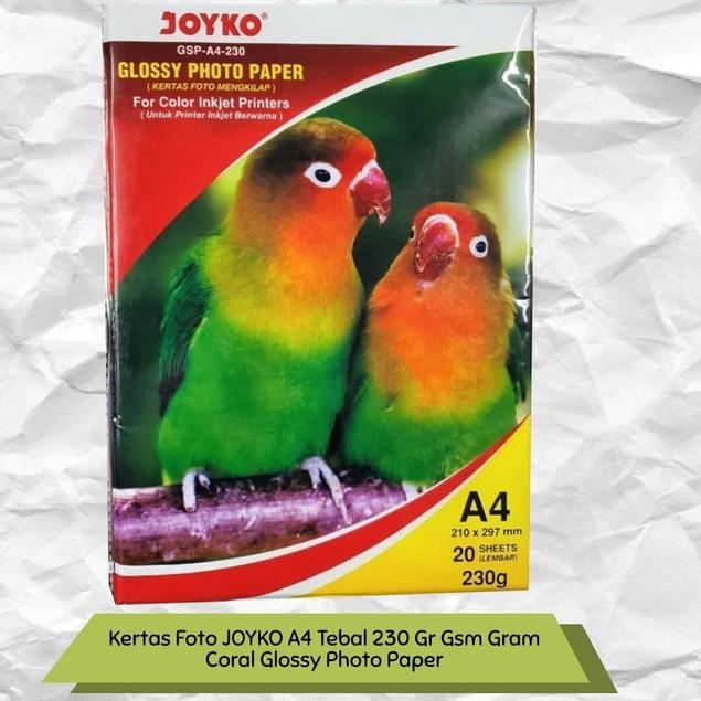 

♂ Kertas Foto JOYKO A4 Tebal 230 Gr Gsm Gram Coral Glossy Photo Paper ✷