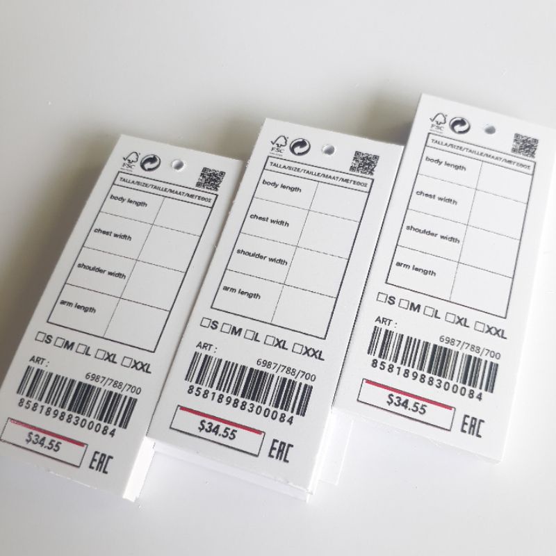

hangtag laber baju import. hantag barcode