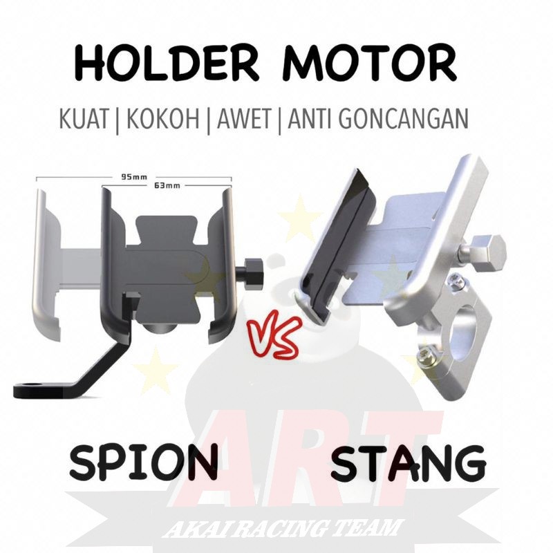 New Holder Hp CR7 Jepit Stang Dan Jepit Spion Universal Semua Motor / holder handphone