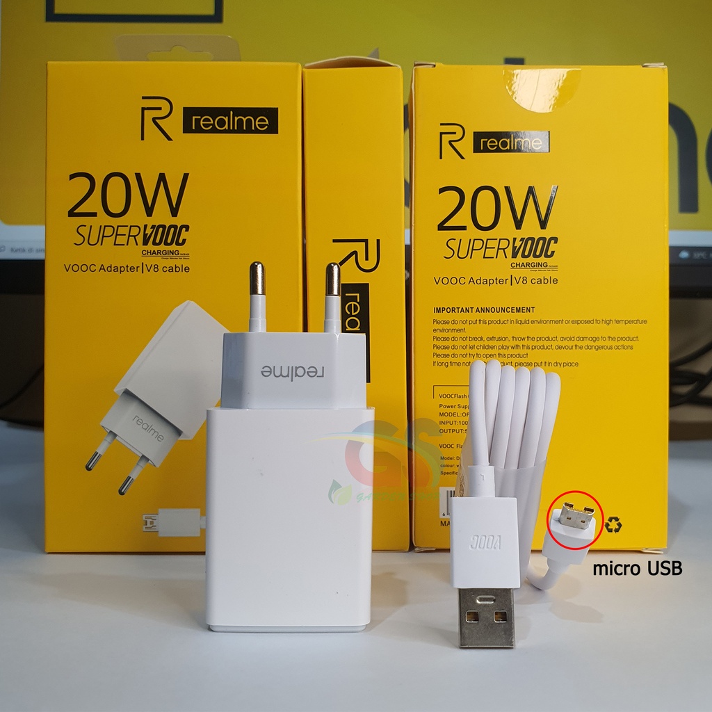 ORIGINAL Charger Realme 20W Original Micro USB Support hp realme 1 2 3 5 Pro C1 C1 U1 U2 dll