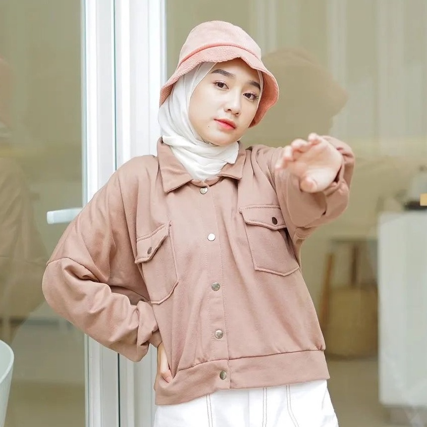 Olin Button - Jaket Oversize Wanita-Moka