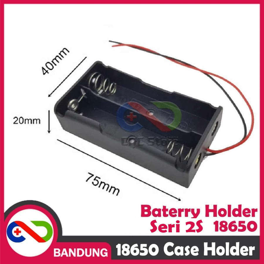 KOTAK BATERAI 18650 BATTERY HOLDER  SERI 2S  3.7V LI-ION LITHIUM 18650 BATTERY CASE