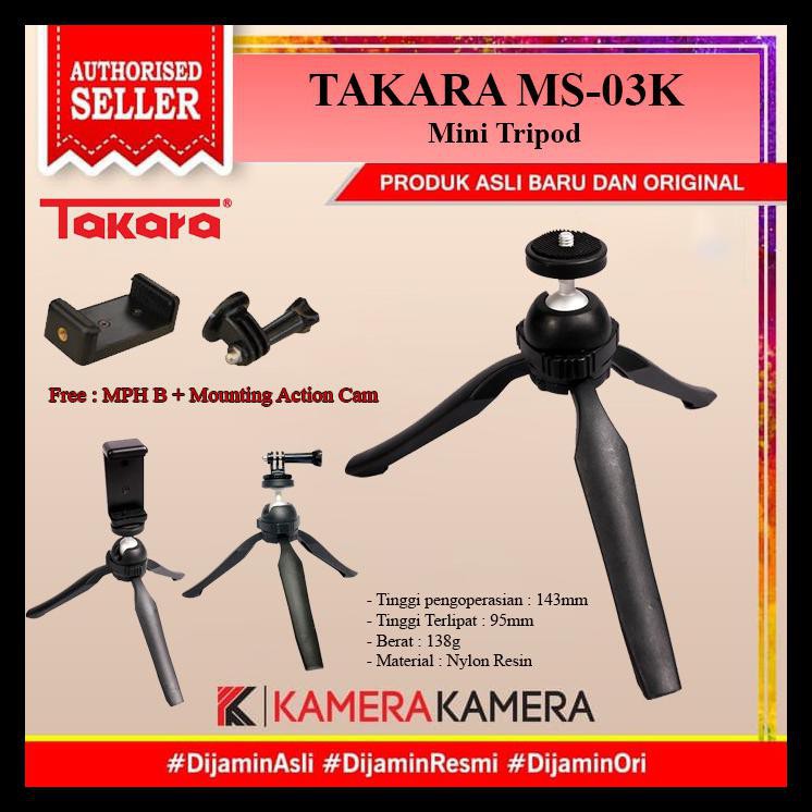 {BISA COD} Tripod HP dan Kamera Mini Tripod TAKARA MS-03K for Mirrorless DSLR Mobile Phone Action
