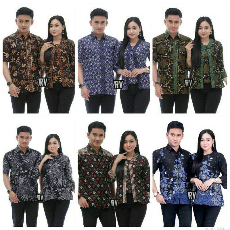 NEW Sarimbit Batik Atasan Model Terbaru / Batik Couple Atasan Blus Batik Kombinasi Brokat Couple