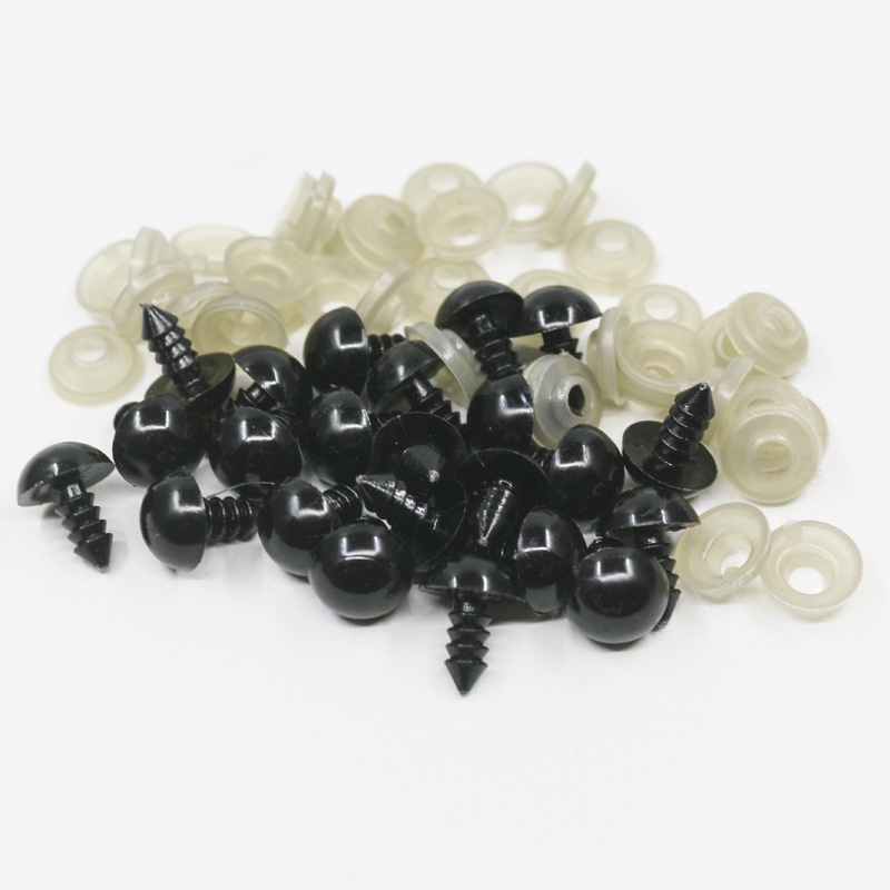 20 pcs pack 6-12mm mainan aksesoris plastik mata kacang hitam tempat mata hitam bahan DIY