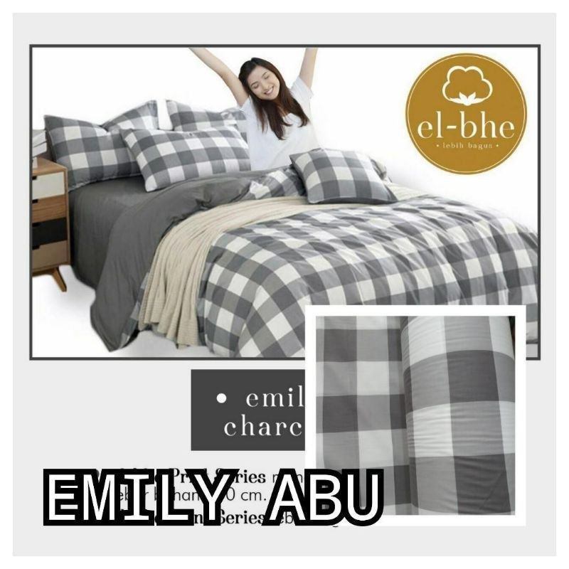 sprei emily grey abu seprei aesthetic korea kotak kotak homemade seprai karet katun murah jumbo vira