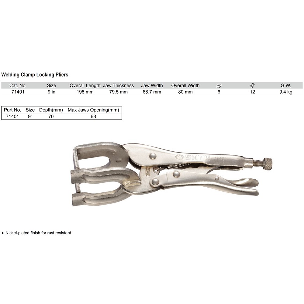 Tang Jepit Las 9 Inch - Welding Clamp Locking Pliers 71401 SATA TOOLS