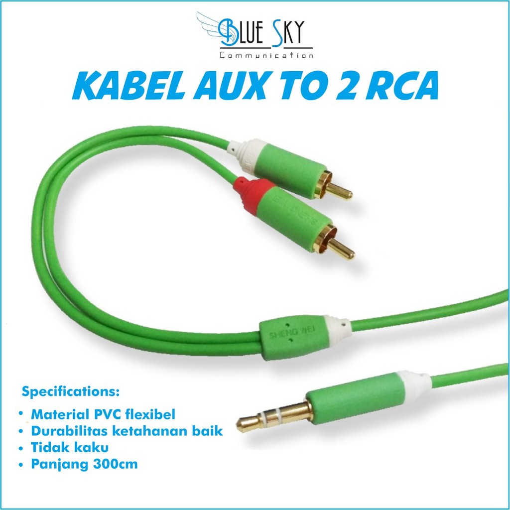 KABEL AUX TO 2 RCA JACK 3.5 SHENG WEI 3M