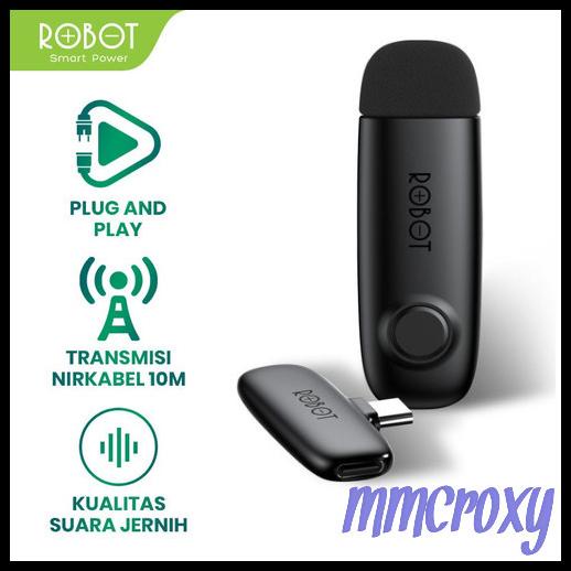 Robot Rs20 Wireless Microphone Bluetooth 5.1 Clip On Jepit Type C