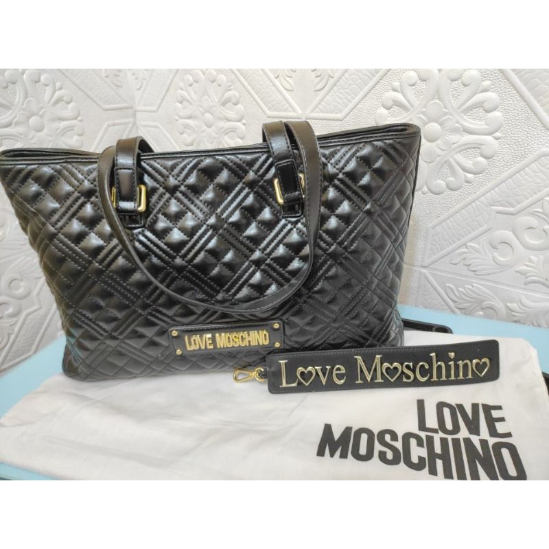 LOVE MOSCHINO Quilted Black Tote Bag Tas Wanita 100% Ori