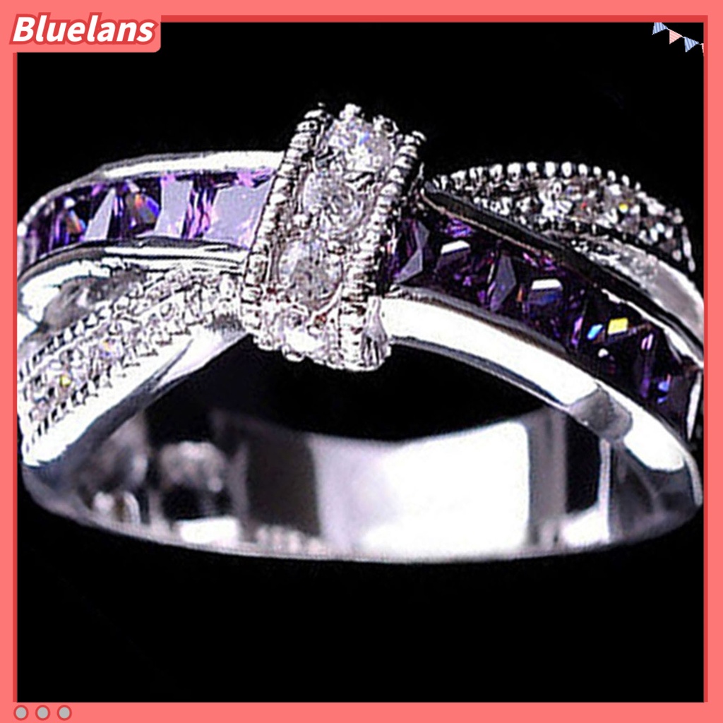 Bluelans Ring Rhinestone Inlaid Decorative Alloy Cross Design Finger Band