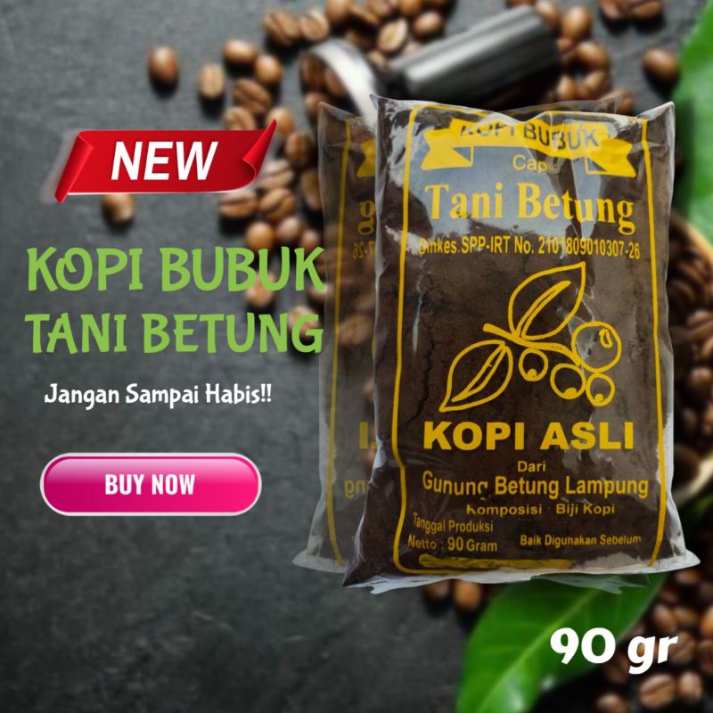 Kopi Robusta Cap Tani Betung (TB) 90 gr Kopi Bubuk Asli Dari Gunung Betung Lampung