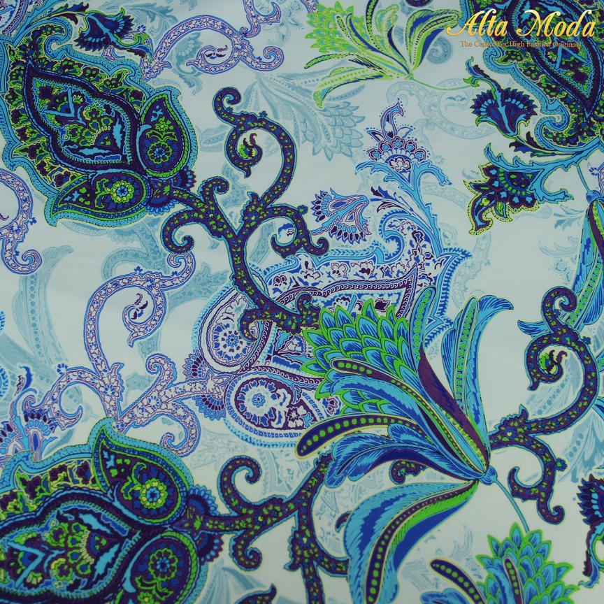

Alta Moda Cotton Stretch Putih Motif Daun Hijau Ungu Biru (1M)