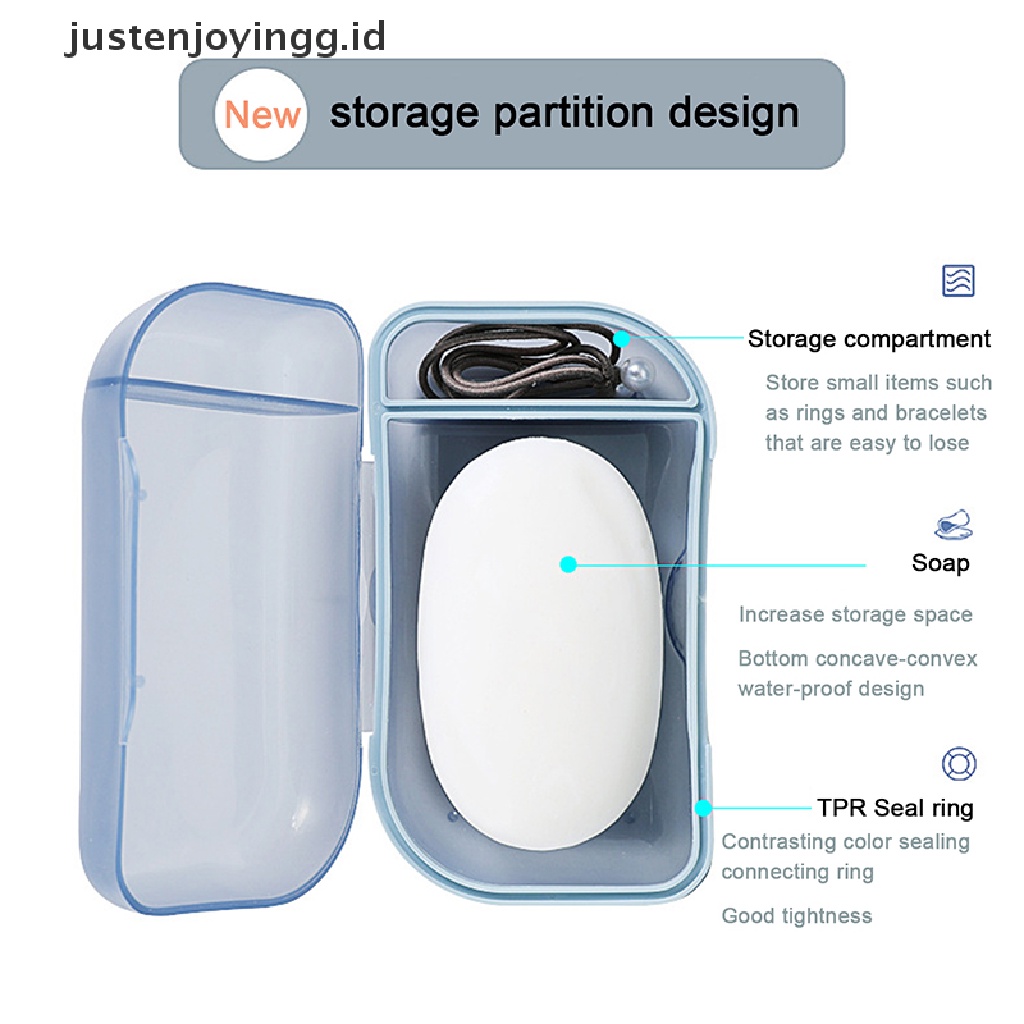 // justenjoyingg.id // Portable Sealed Round Shampoo Bar Soap Holder Box Case Container Home Travel ~