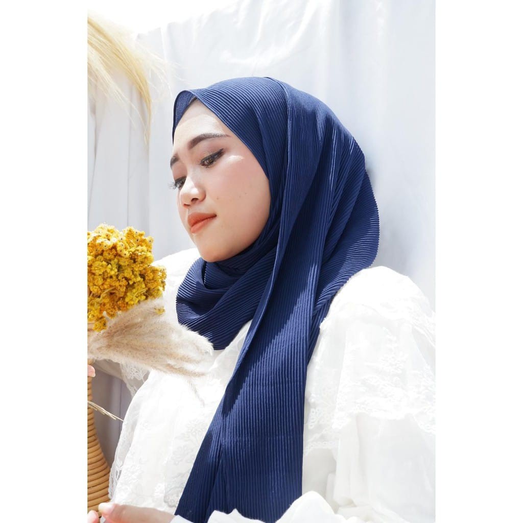 Pashmina Plisket Ceruty Babydol//Pasmina Shawl-Navy