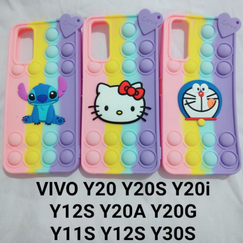 Case Pop It Vivo Y20 Softcase Kartun Rainbow Casing Pelangi
