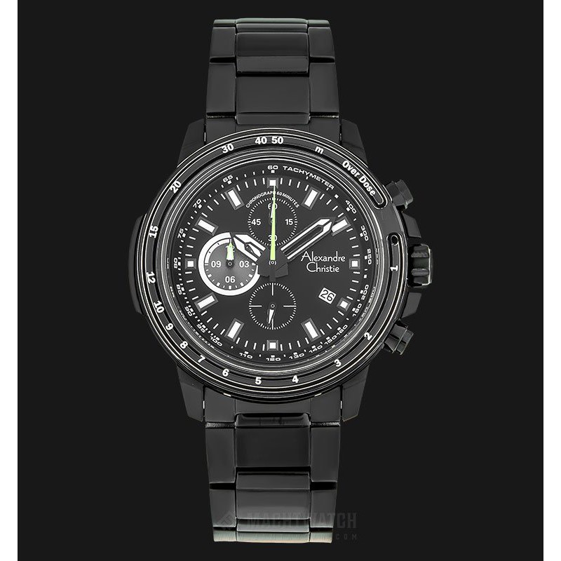 Alexandre Christie AC 6475 MC BIPBA Chronograph Men Black Dial Black Stainless Steel Strap