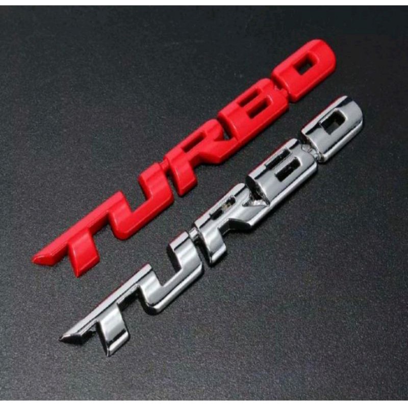 Emblem Mobil 3D Logo TURBO Stiker Alumunium Stainless Steel