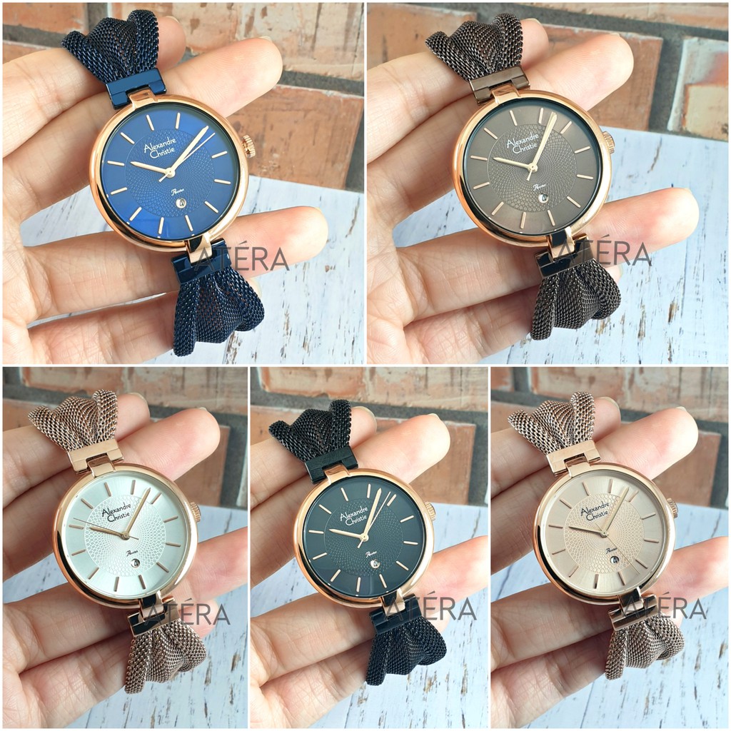 ALEXANDRE CHRISTIE AC 2872 WANITA ORIGINAL / JAM TANGAN ALEXANDER AC2872 RANTAI RAJUT PASIR ROSEGOLD