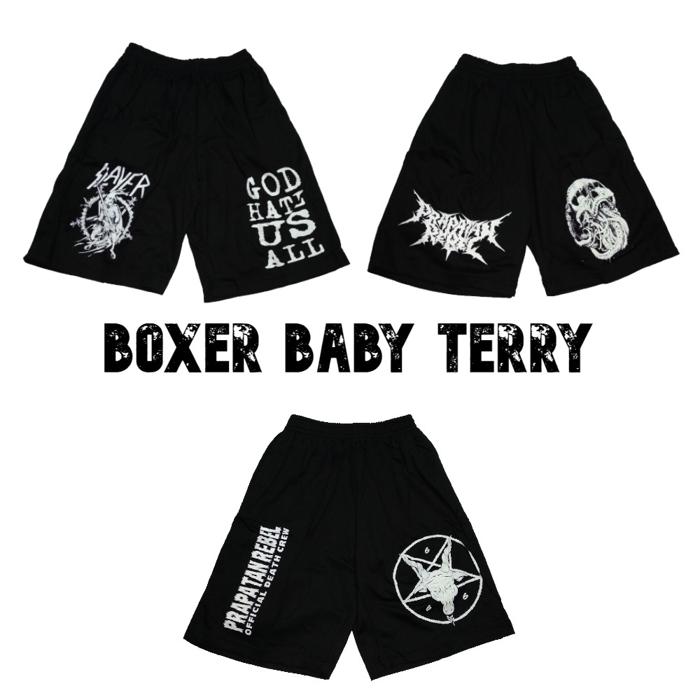 Meshort Boxer Kolor Baby Terry Metal Punk Prapatan  Rebel  