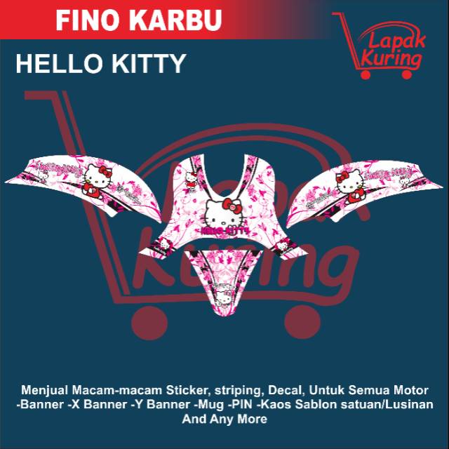 DECAL STICKER YAMAHA FINO KARBU HELLO KITTY PINK