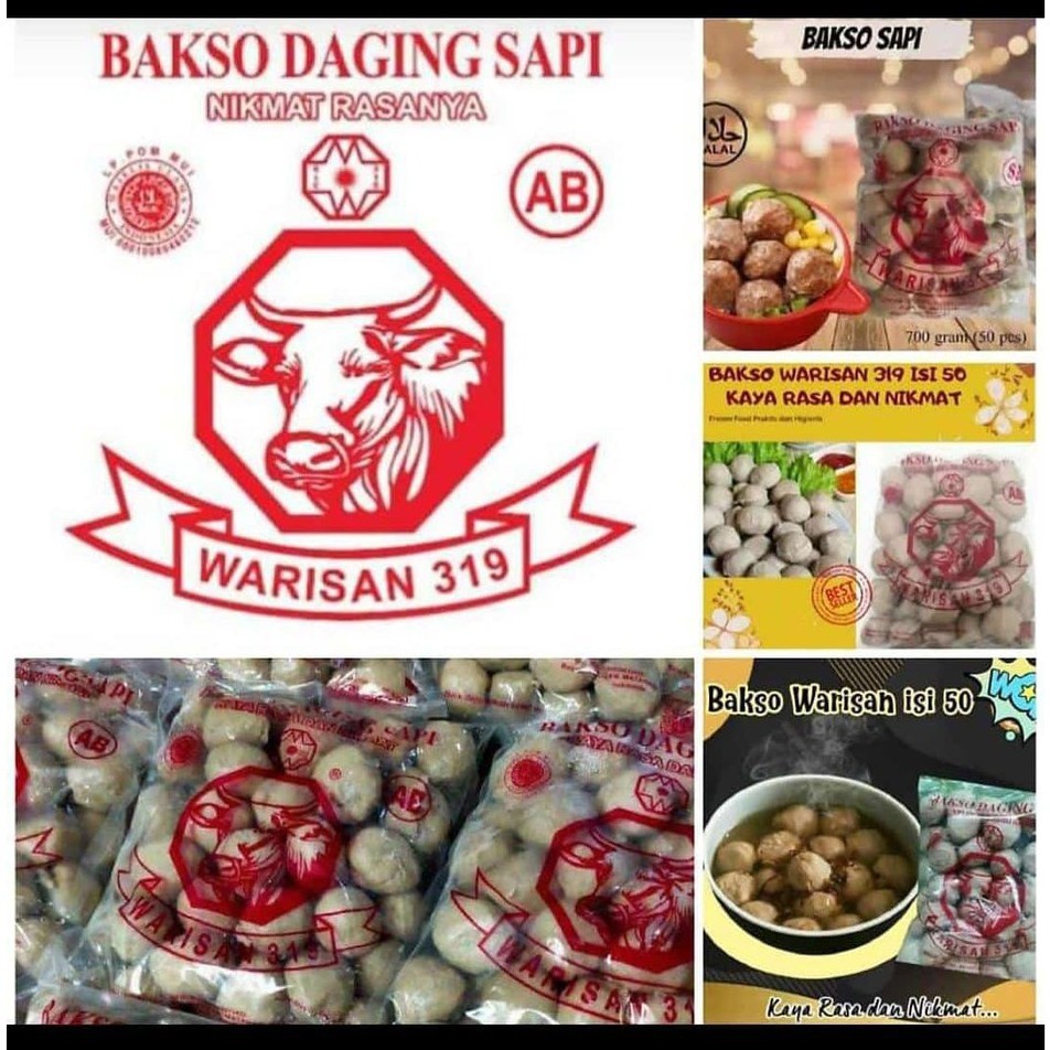 

Baso Warisan 319 AB isi 50 pcs Baso Sapi Asli Enak Lezat Halal Murah Frozen Food Baso Super