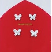 Liontin tusuk kupu-kupu/buah kalung kupu-kupu mata putih kilau full perak asli 925/silver lapisan em