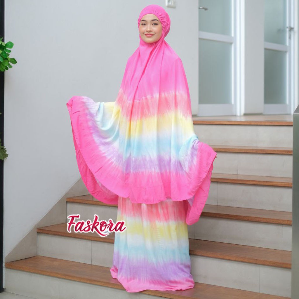 Mukena Pelangi Jumbo / Mukenah Tie dye Dewasa Jumbo / Telekung Bali