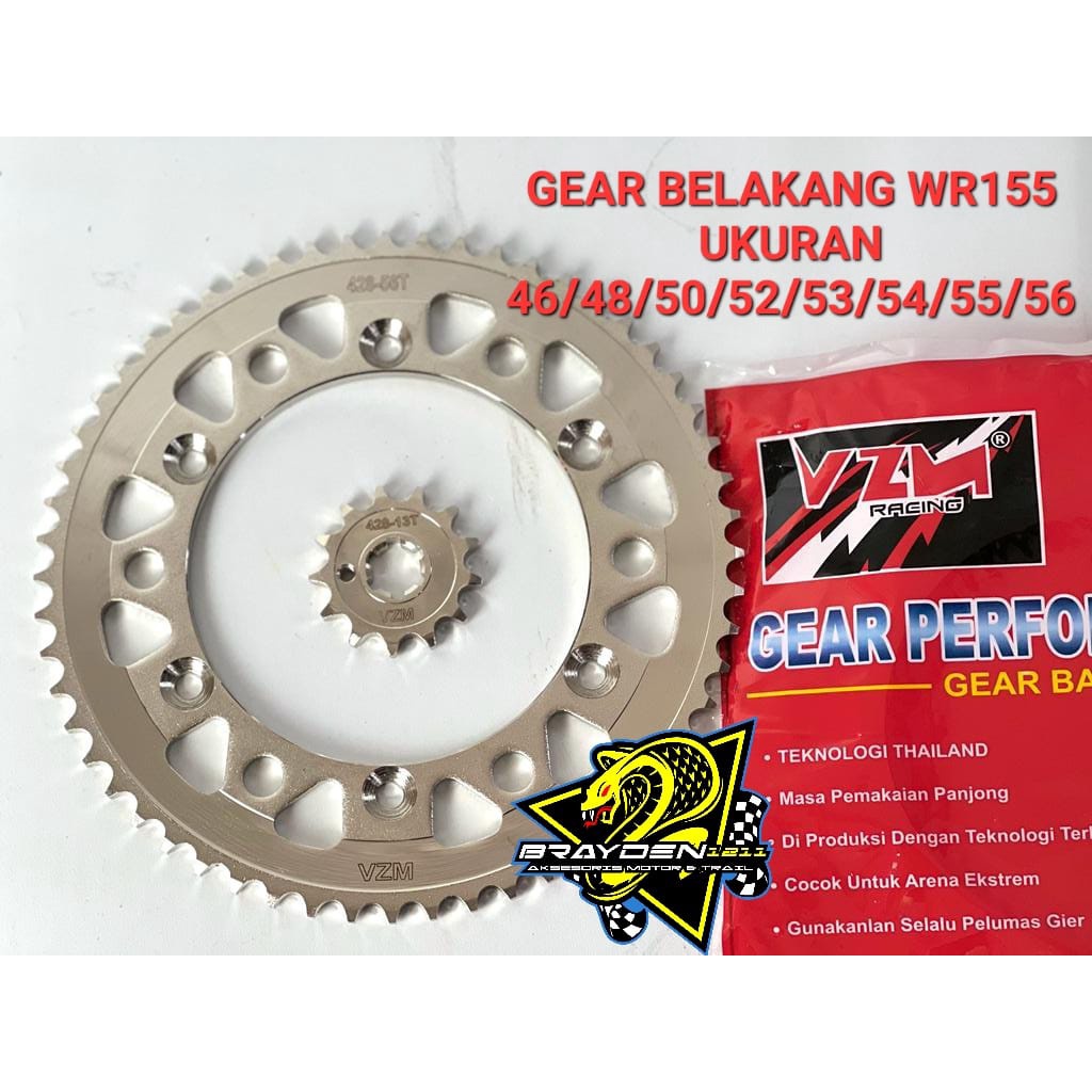 GEAR BELAKANG WR155 46 48 50 52 53 54 55 56 / GEAR BELAKANG WR155 SSS VZM /GEAR BELAKANG SSS WR155