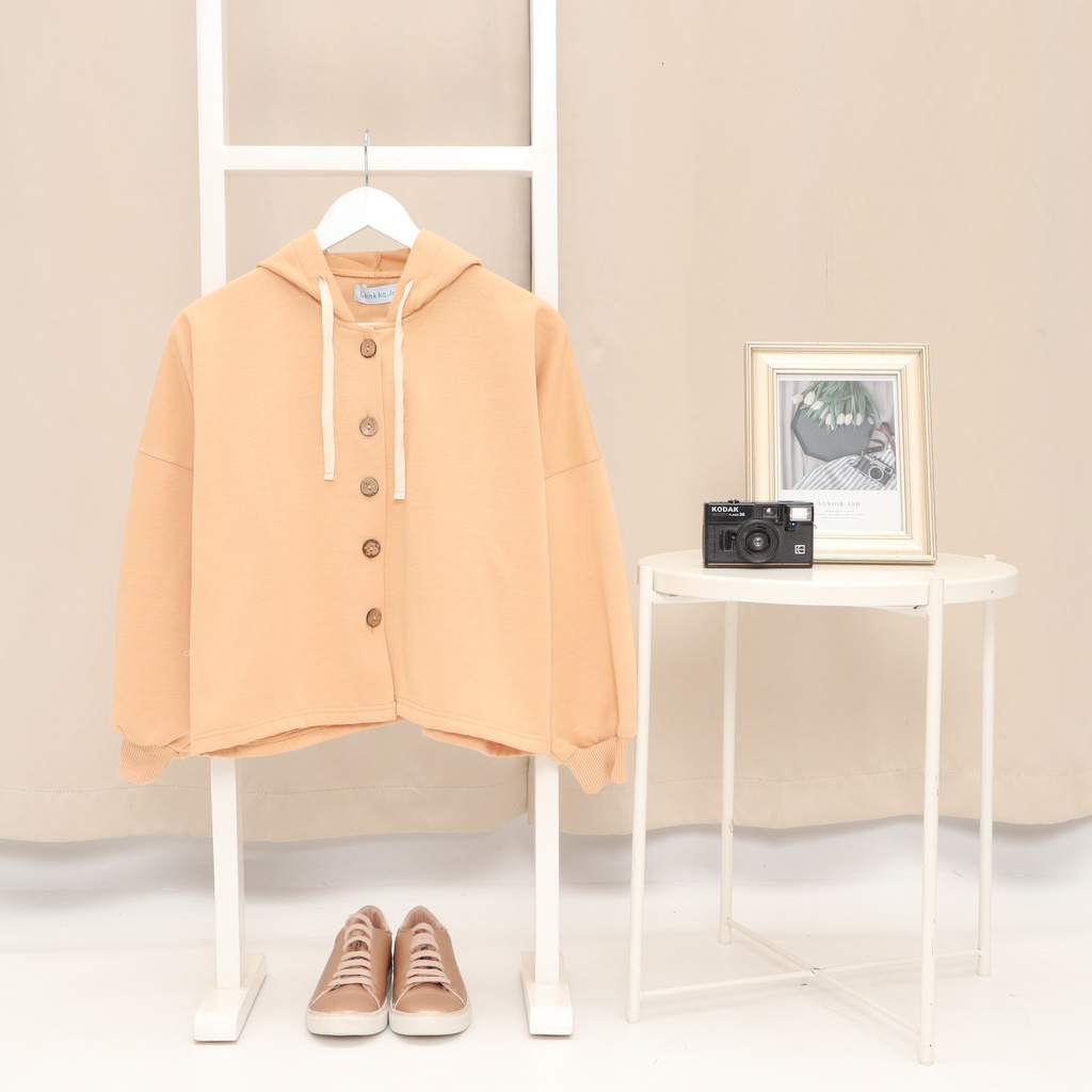 Sweater wanita model kardigan outer Lengan Puffy Pakaian wanita Casual korea-HOODIE mindpeach