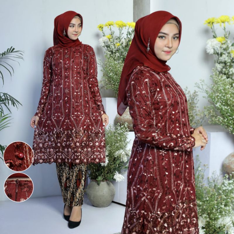 Set kebaya modern kaka / kebaya muslim / kebaya brokat / kebaya wisuda