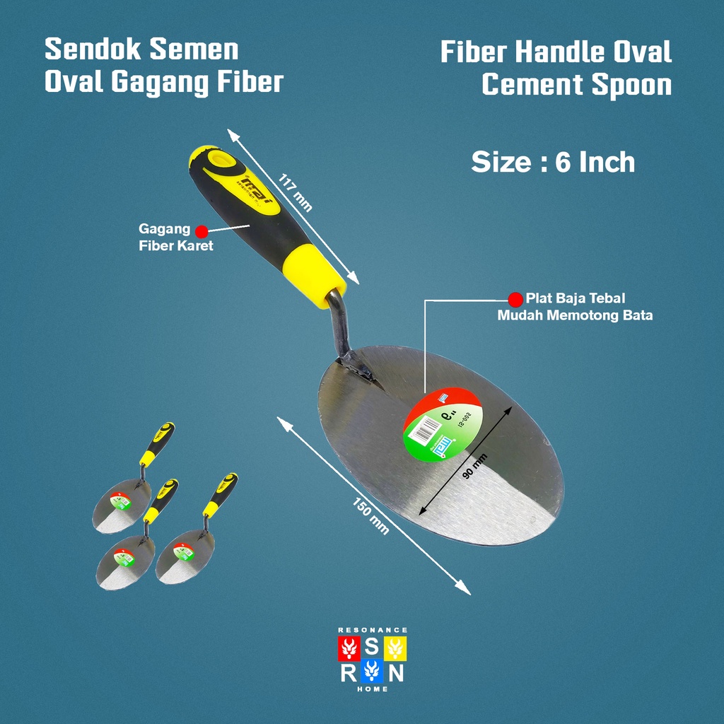 Sendok Tembok Bulat 6 Inci Gagang Karet l Sendok Semen 6&quot; Super Quality Resonance Home